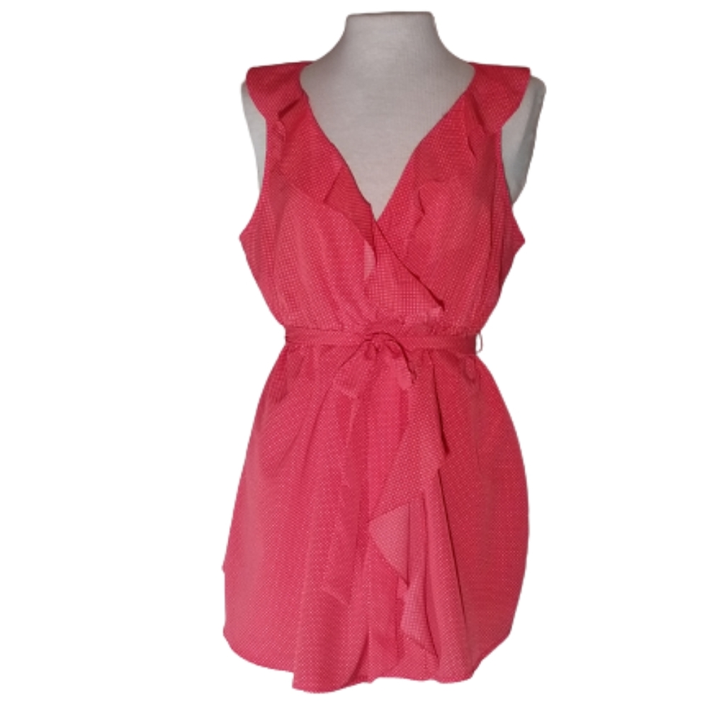 Motherhood Dress Faux Wrap Maternity Polka Dot Red Mini Size L